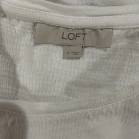 Loft White Three -Quarter Sleeve Tee Shirt Size S - Picture 3 of 4